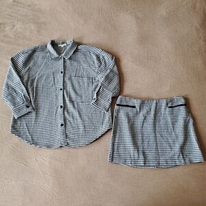 Copper Key Women's Lurex Houndstooth Shacketwith Skirt L/XL